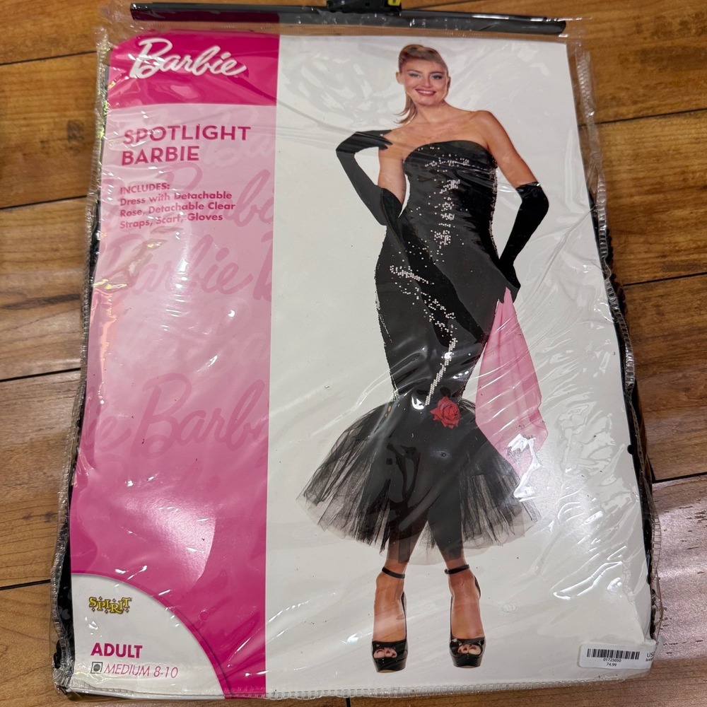Spirit Barbie Spotlight Black Mermaid Gown Costume with Pink Rose